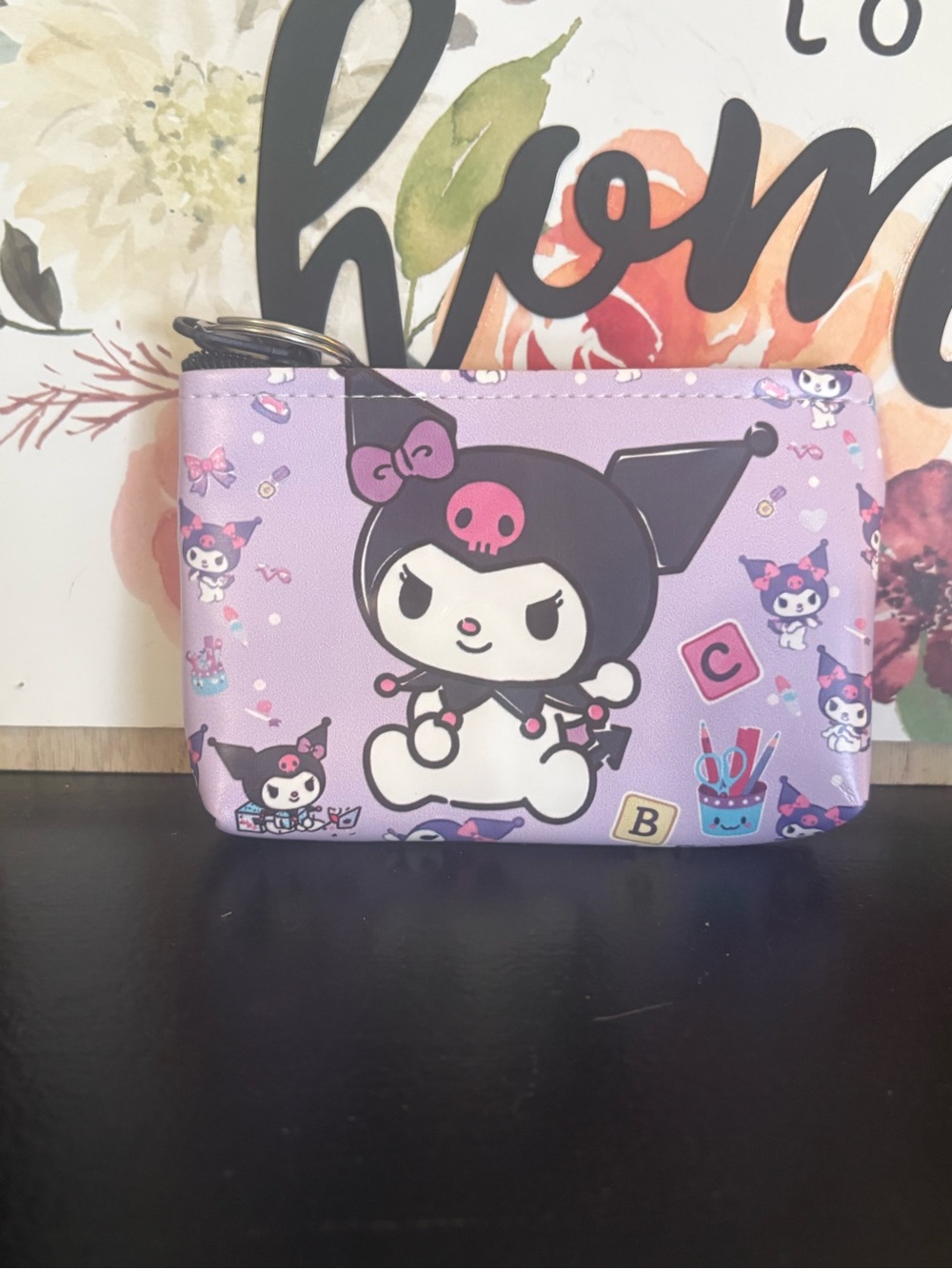 3/20❤️Cute Lavender Kuromi coin purse with Keyring